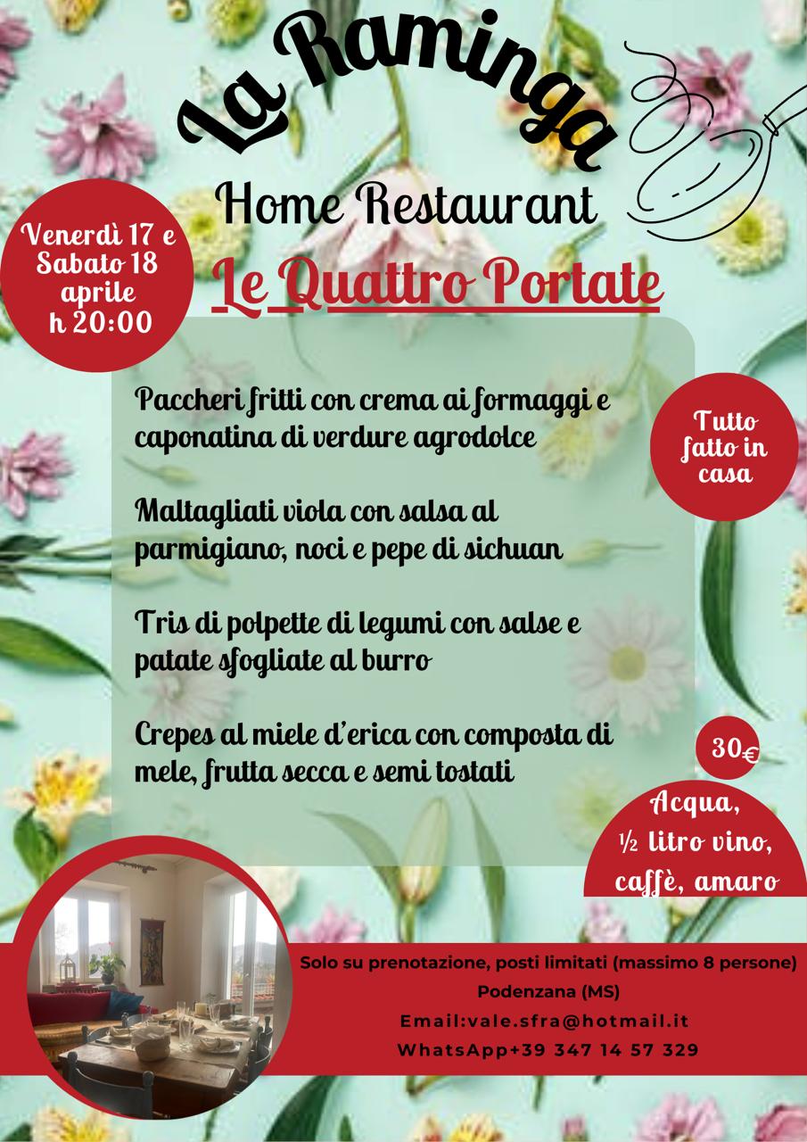 menu Le Quattro Portate 17 e 18 aprile