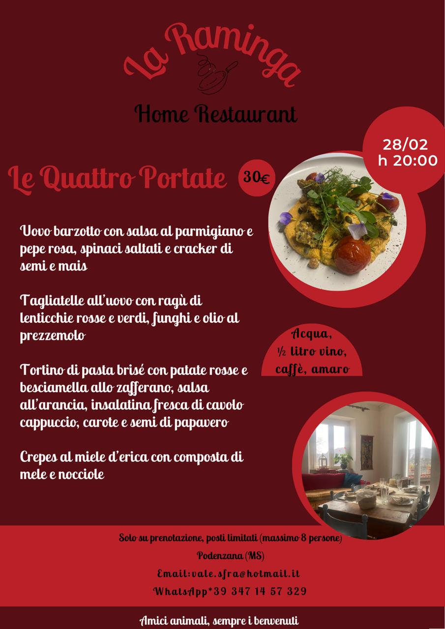 menu Le Quattro Portate 28 febbraio