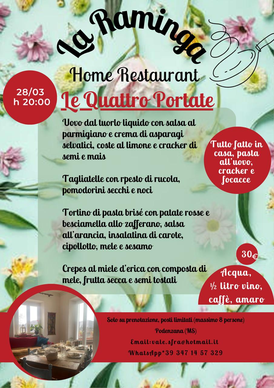menu Le Quattro Portate 28 marzo